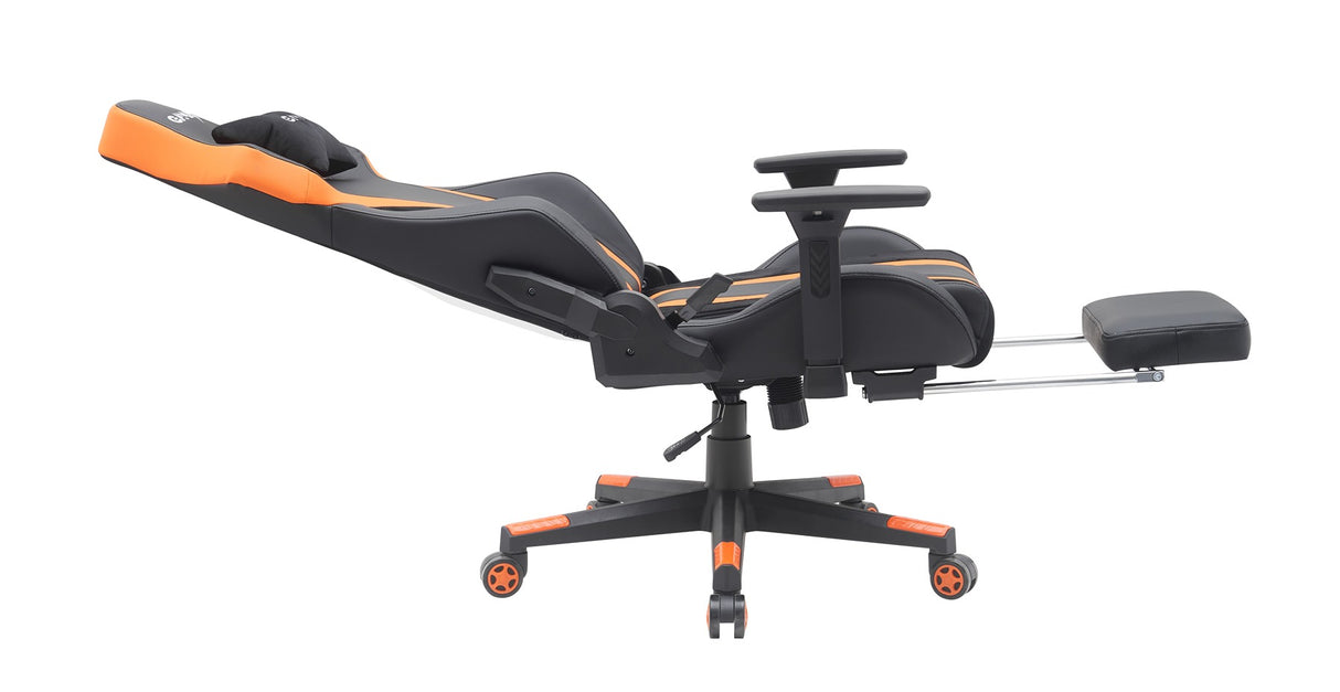 Gamax Gaming Chair model BS-7012 with Foot Rest - Black & Orange ( Installation not included )