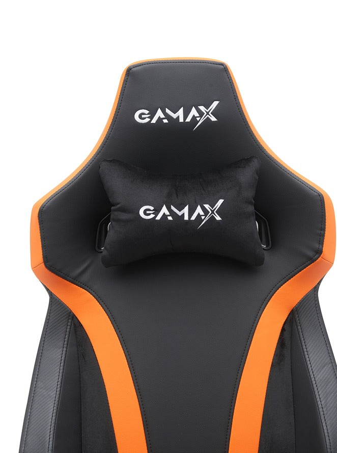 Gamax Gaming Chair model BS-7012 with Foot Rest - Black & Orange ( Installation not included )