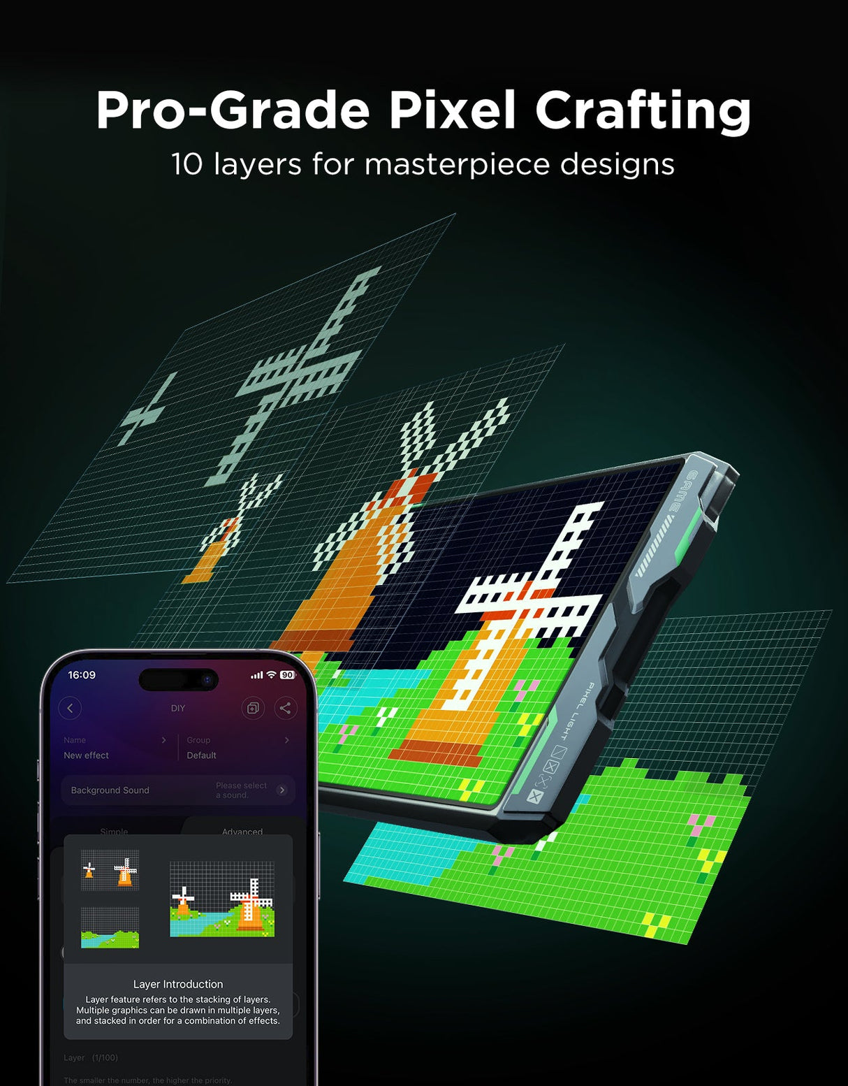 Govee Gaming Pixel Light 32x32 AI-Powered Pixel Display - H6630