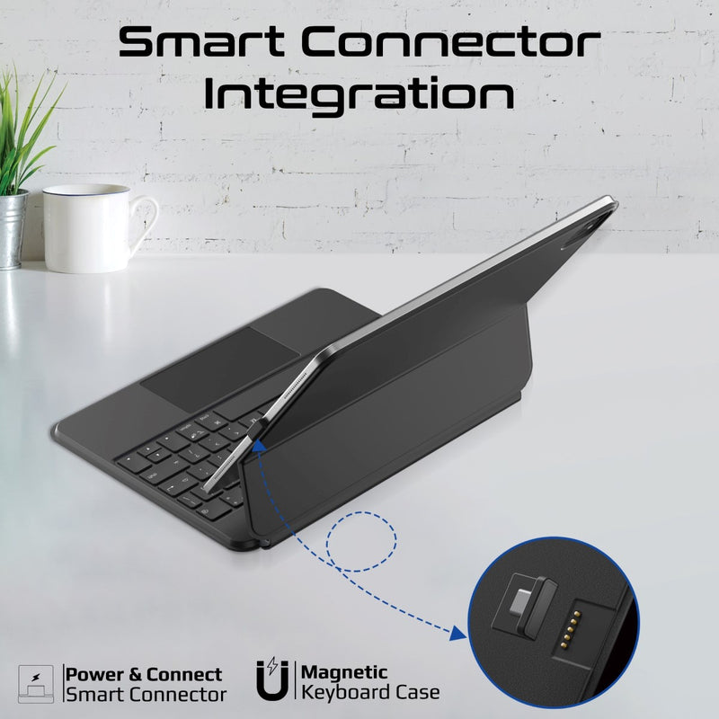Promate Folio Touch Wireless iPad Keyboard Case with RGB Backlight and Smart Connector, Black