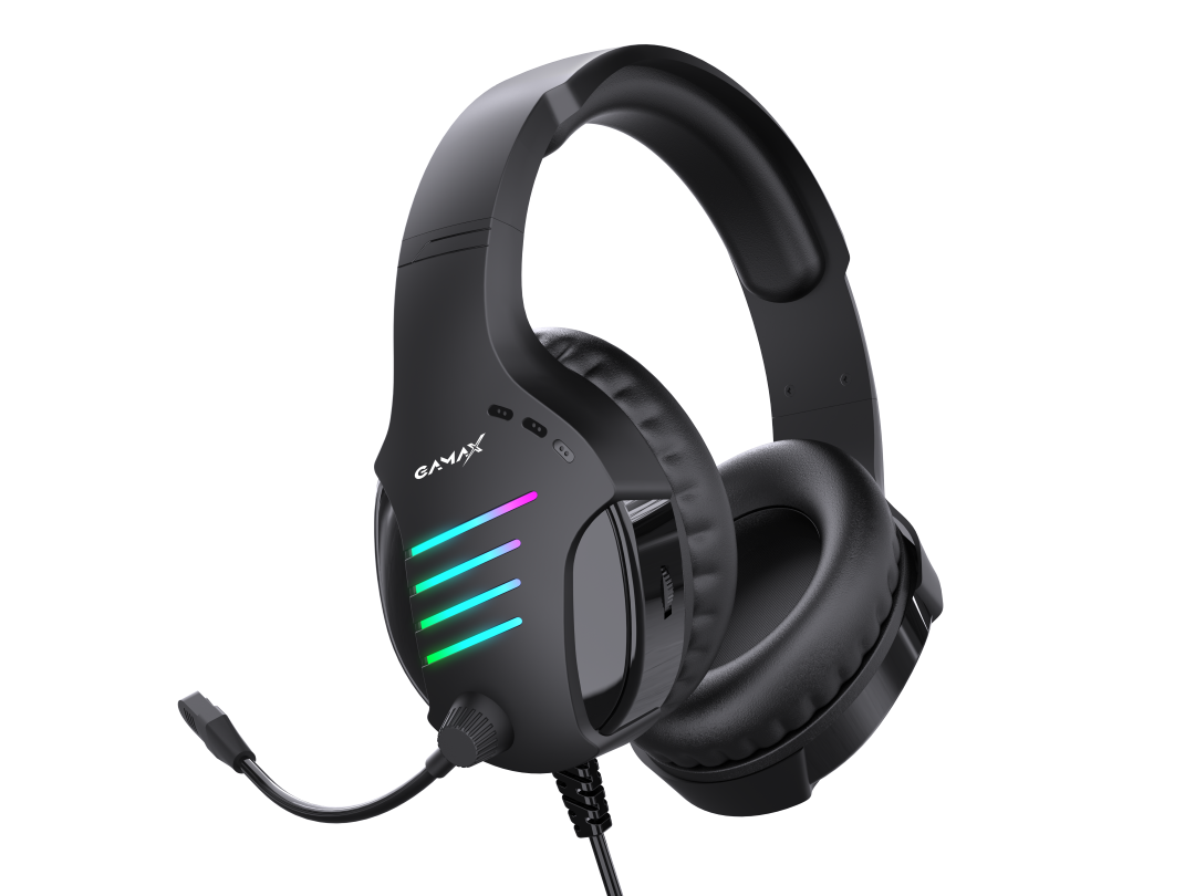 Gamax GM-204 4-in-1 Wired PC Accessory Set (AR Mechanical Keyboard, Mouse, Mousepad, Headset) - Black