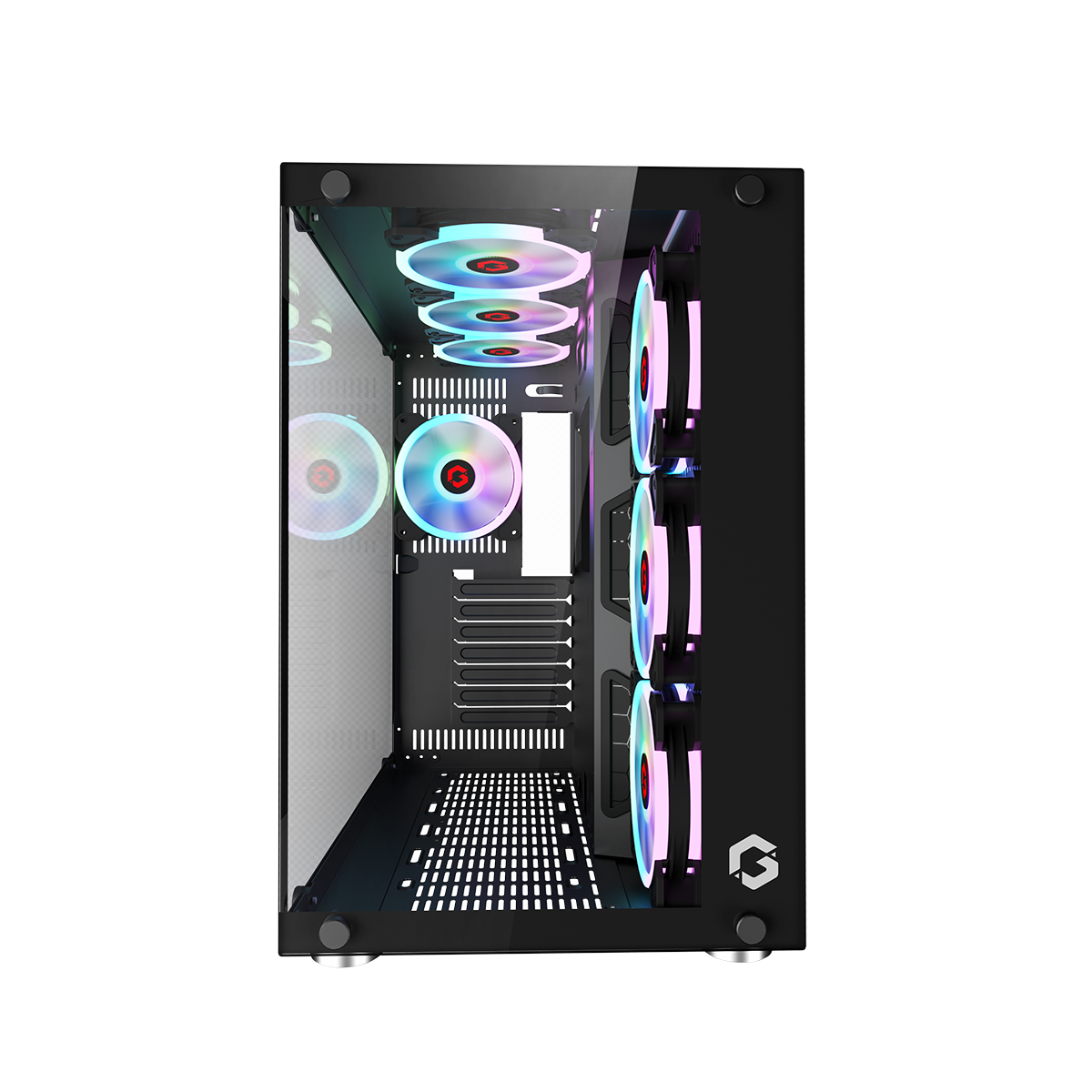 GameOn Emperor Midnight || Series 7FAN Mid Tower Gaming Case - Black