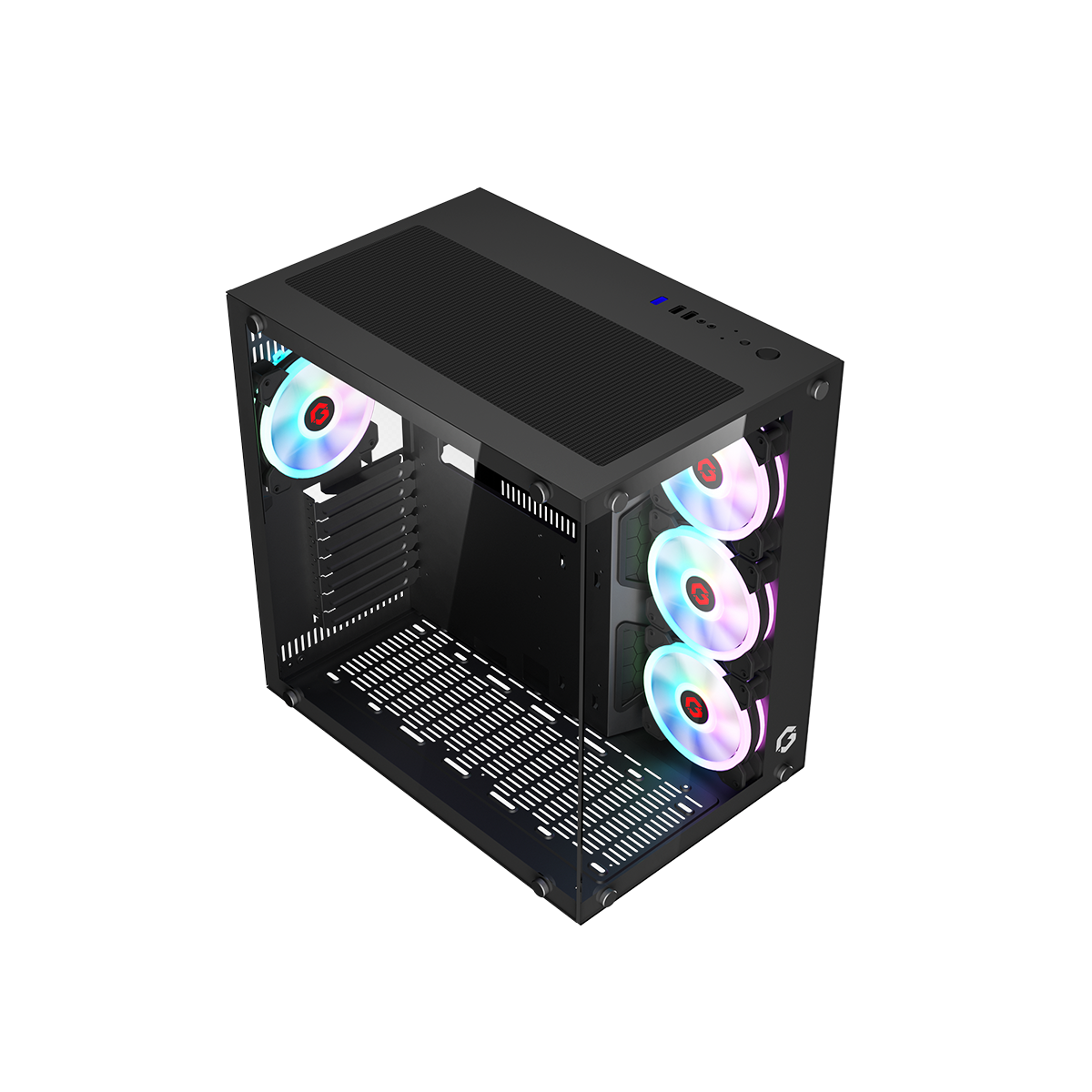 GameOn Emperor Midnight || Series 7FAN Mid Tower Gaming Case - Black