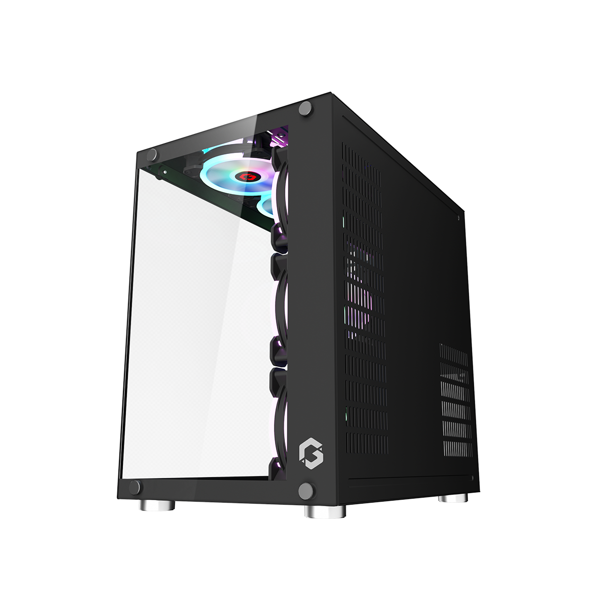 GameOn Emperor Midnight || Series 7FAN Mid Tower Gaming Case - Black