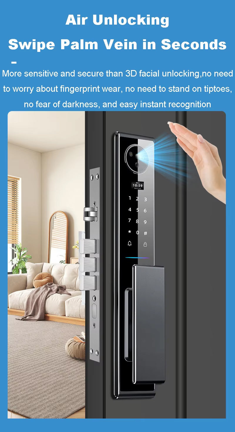 Opson High-Tech 3D Facial & Palm Vein Recognition Digital Smart Door Lock with Tuya App Control & Biometric, Password, Card Access