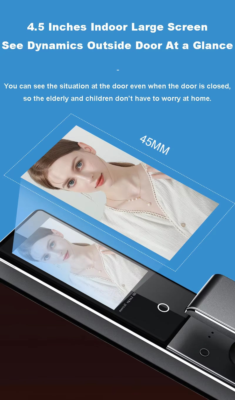 Opson High-Tech 3D Facial & Palm Vein Recognition Digital Smart Door Lock with Tuya App Control & Biometric, Password, Card Access