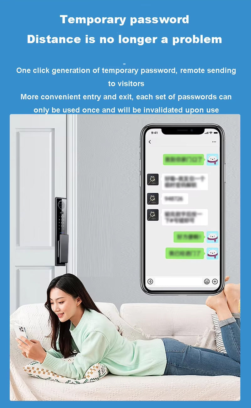 Opson High-Tech 3D Facial & Palm Vein Recognition Digital Smart Door Lock with Tuya App Control & Biometric, Password, Card Access