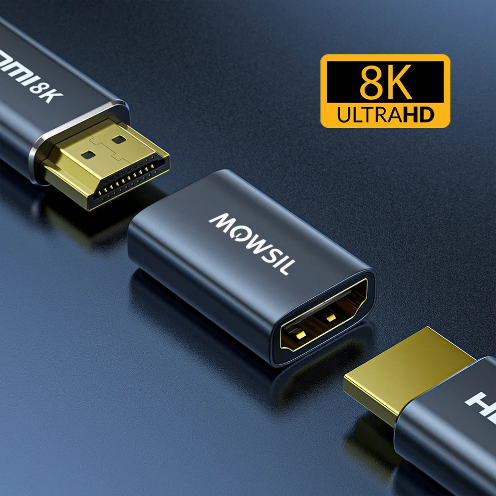 موصل HDMI 8K من موسيل (عبوة من قطعتين)، يدعم دقة تصل إلى 8K@60Hz و4K@120Hz، بالإضافة إلى عرض نطاق ترددي كامل لـ HDMI 2.1 يبلغ 48 جيجابت في الثانية.