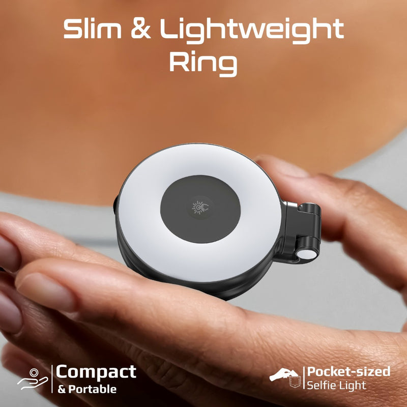 Promate 360° Rotatable Ultra-Slim MagSafe Compatible Rechargeable LED Ring Light - Black