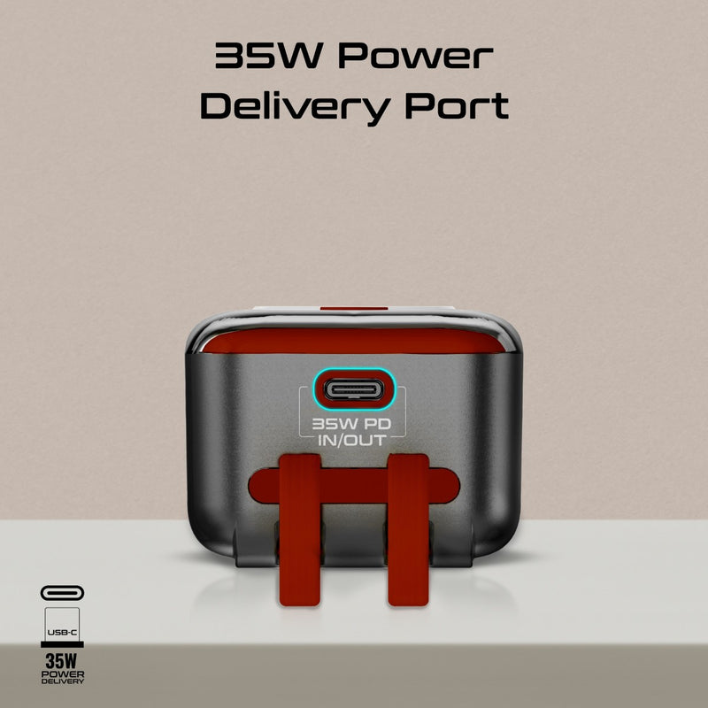 Promate 10000mAh Transparent Smartphone and Apple Watch Charging Power Bank with USB-C & Lightning Cable - Black