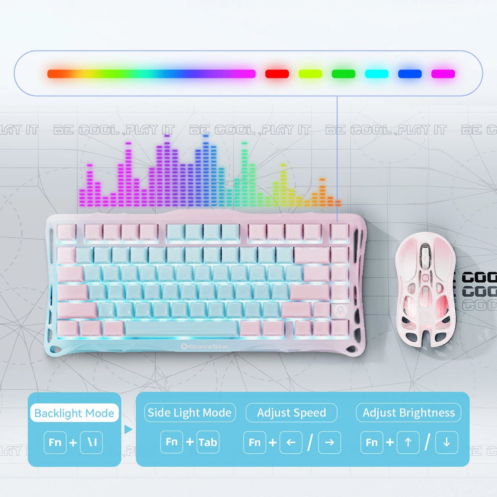 GravaStar Mercury K1 LITE 75% Wireless Mechanical Gaming Keyboard - Aurora Mist