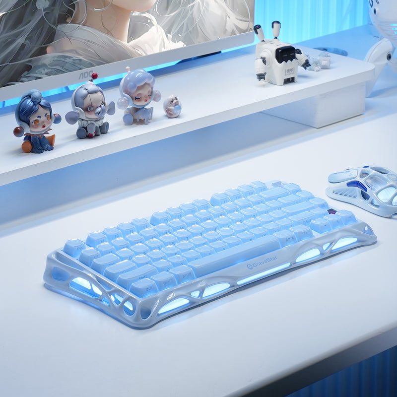 GravaStar Mercury K1 75% Wireless Mechanical Gaming Keyboard_Special Edition - Ice Blue