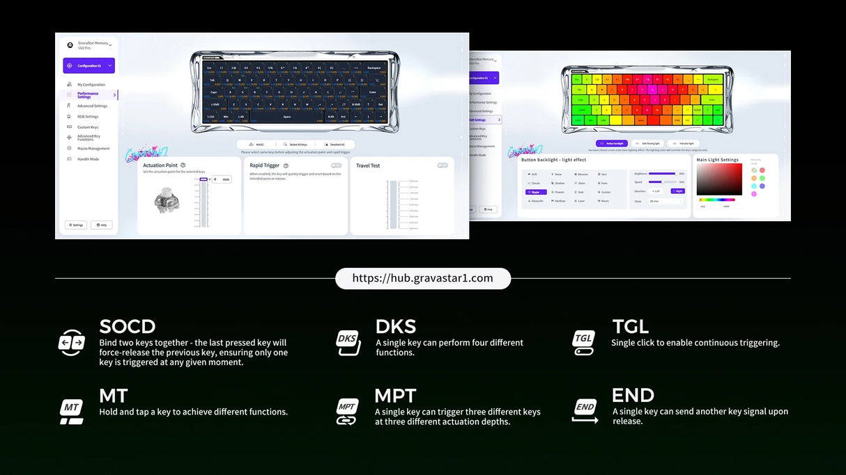 GravaStar Mercury V60 60% Hall Effect Magnetic Switch Gaming Keyboard - Onyx Crystal