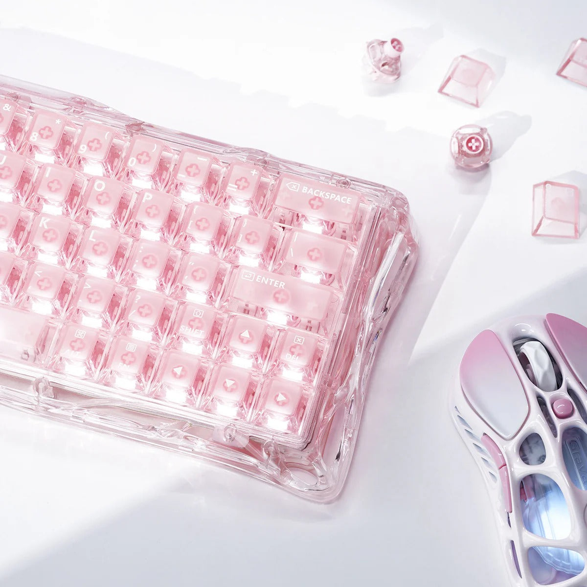 GravaStar Mercury V60 60% Hall Effect Magnetic Switch Gaming Keyboard - Crystal Rose