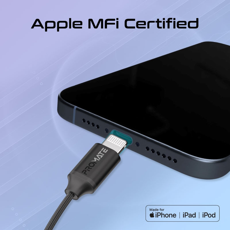 سماعة بروميت سلكية أحادية داخل الأذن معتمدة MFi بتصميم مريح ومنفذ لايتنينج باللون الأسود
