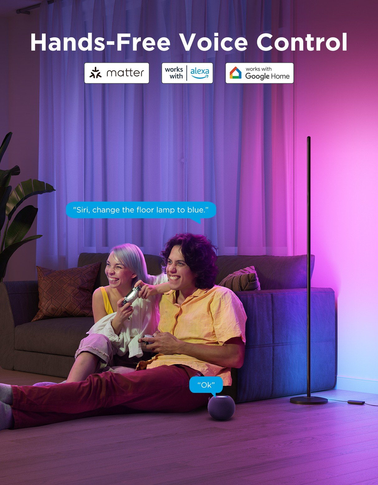 Govee RGBICW Smart Corner Floor Lamp (Matter) - H8076