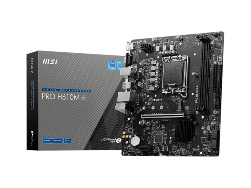 MSI PRO H610M-E Motherboard – Intel H610, LGA 1700, DDR5, Micro-ATX