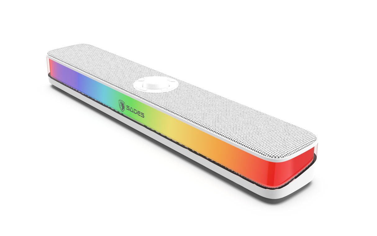 Sades Posevolt SA-SP01-W compact Desktop Soundbar with 6 RGB Modes - White