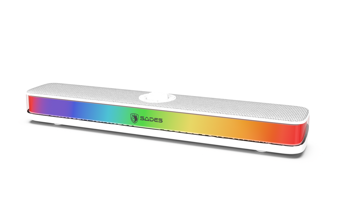 Sades Posevolt SA-SP01-W compact Desktop Soundbar with 6 RGB Modes - White