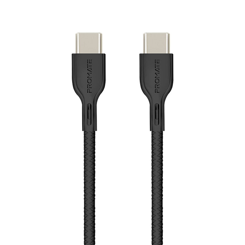 Promate Super-Flexible 60W USB-C to USB-C Cable 2A Standard Charging - BLACK