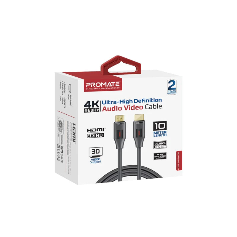 Promate Ultra-High Definition 4K@60Hz HDMI Audio Video Cable - 10M