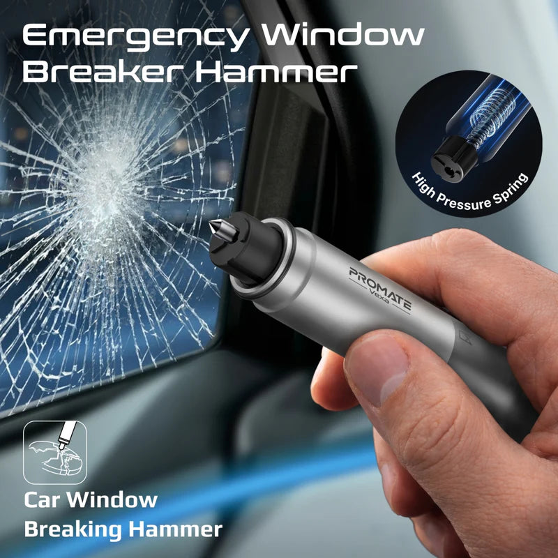 4-in-1 Emergency Safety Tool with LED Flashlight, Window Breaker Hammer, Seatbelt Cutter, Emergency Whistle, Compact Vehicle Escape Tool for Cars,