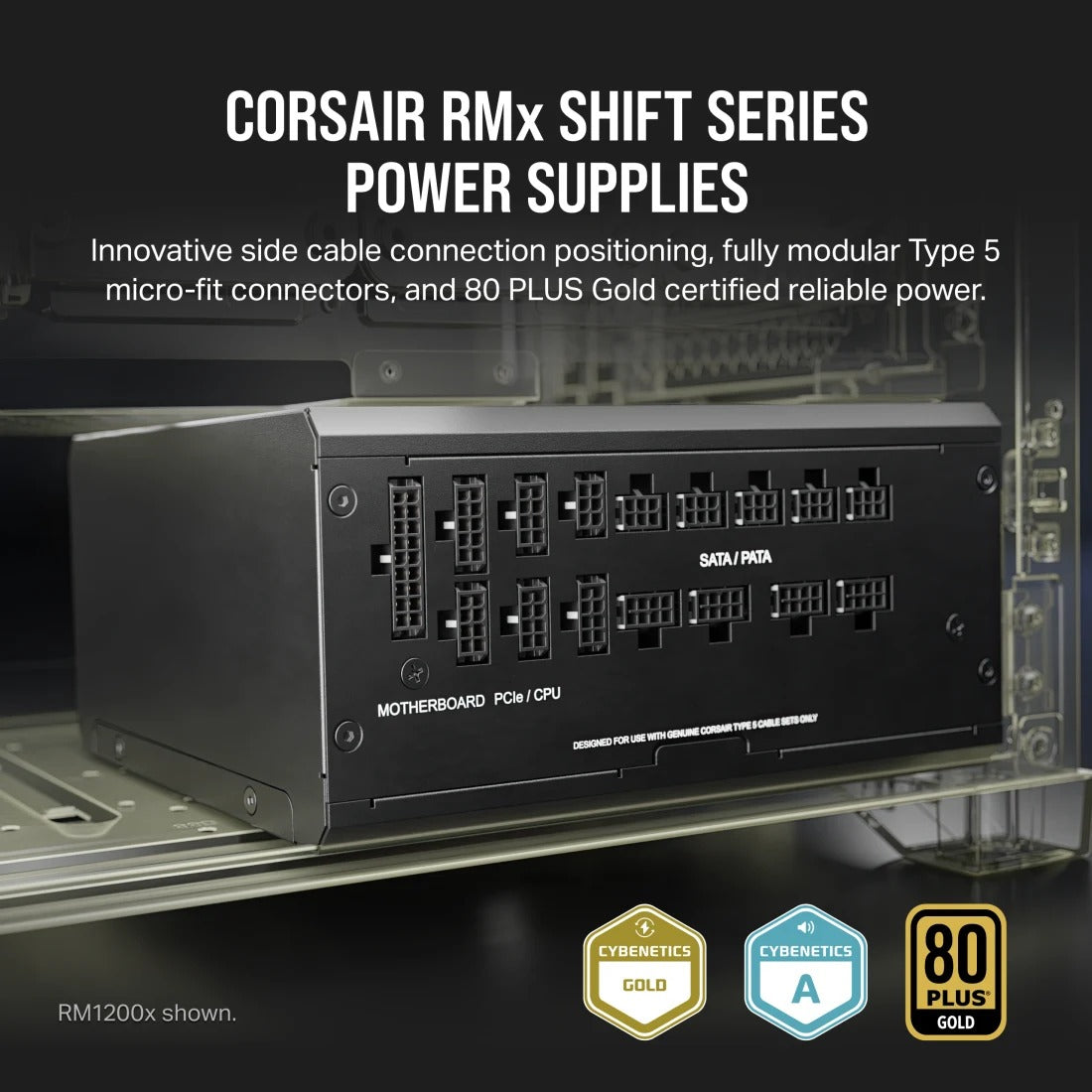 CORSAIR RM850x SHIFT 850W 80 Plus Gold Fully Modular ATX GEN 5.0 Power Supply (UK) - Black