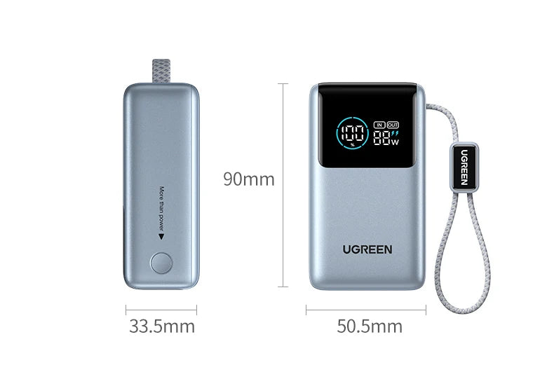 UGREEN Nexode Power Bank (10000mAh, 55W, 2 Ports, Built-in Cable - PB727