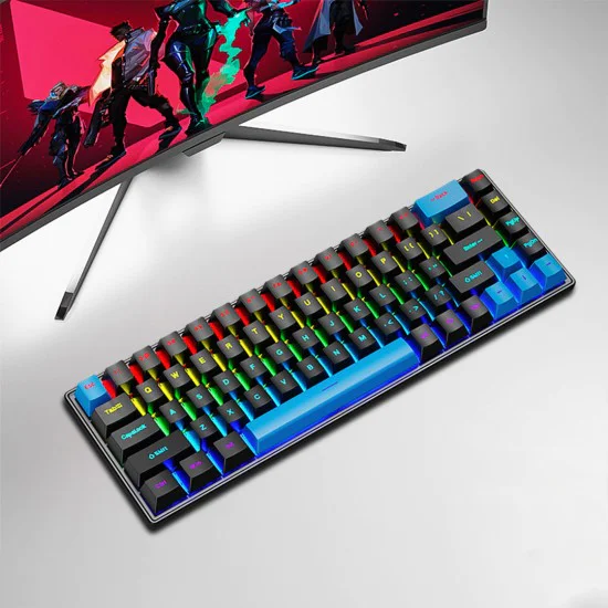 Skylion K68 Wired Mechanical RGB Gaming Keyboard - Black & Blue - Blue Switch