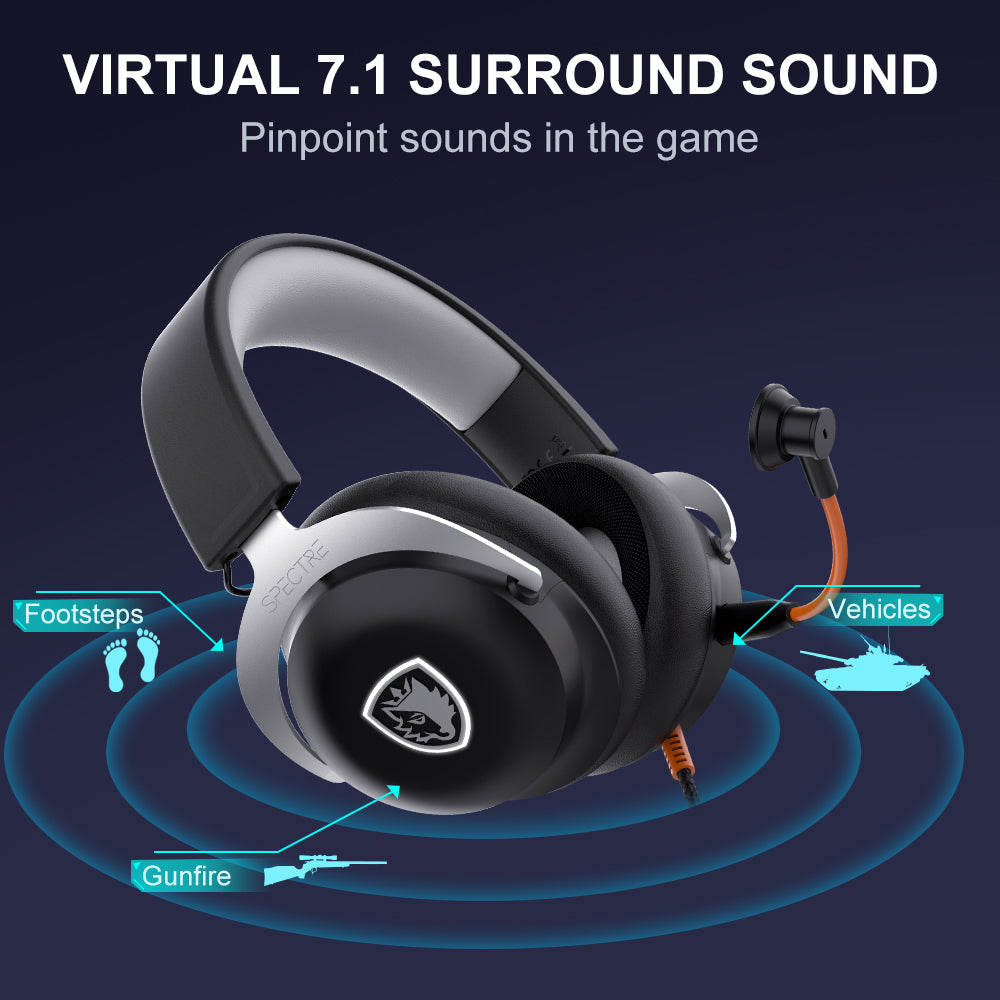 Sades Spectre SA-915B Virtual 7.1 Surround Sound USB Gaming Headset - Black