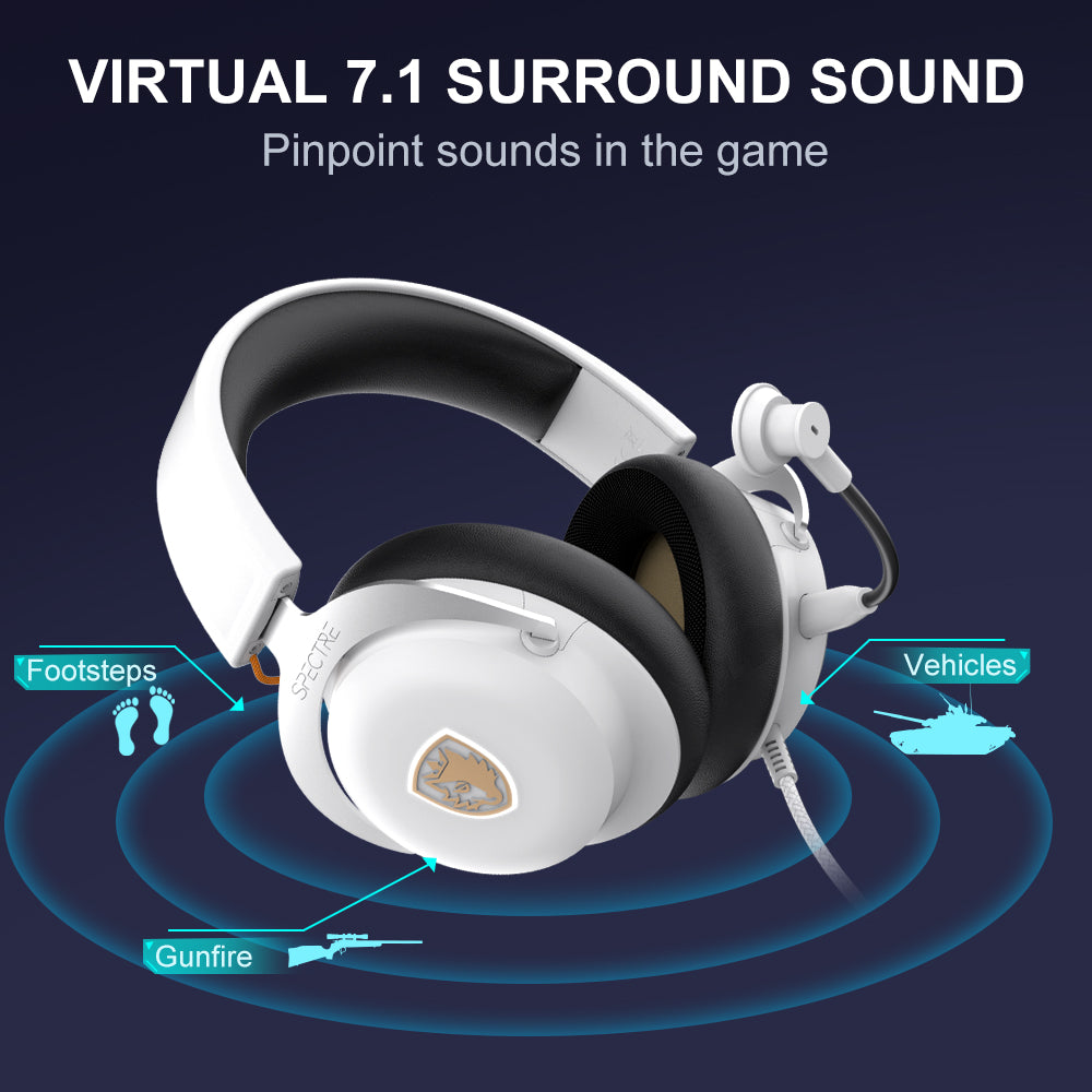 Sades Spectre SA-915W Virtual 7.1 Surround Sound USB Gaming Headset - White
