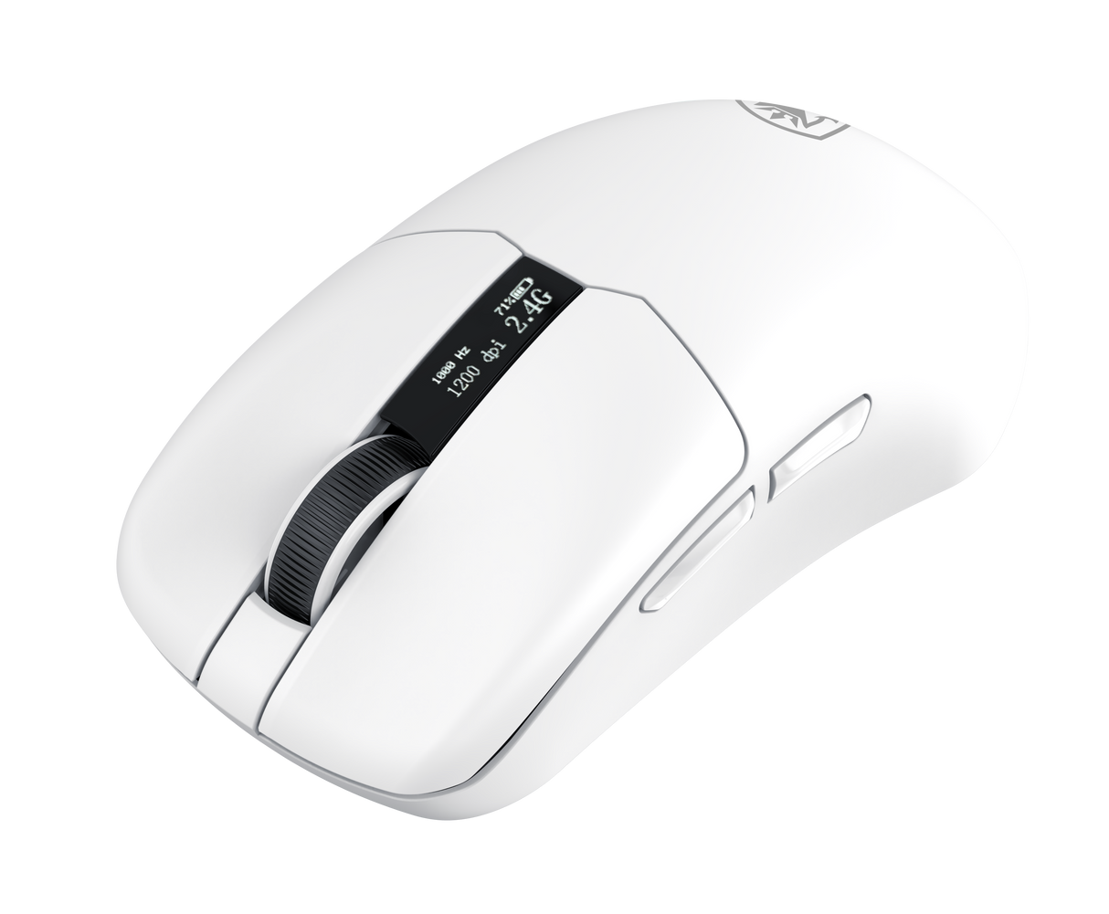 Sades Striker S2W 26,000 DPI Wireless Gaming Mouse with RGB Magnetic Charger and Oled Panel - White
