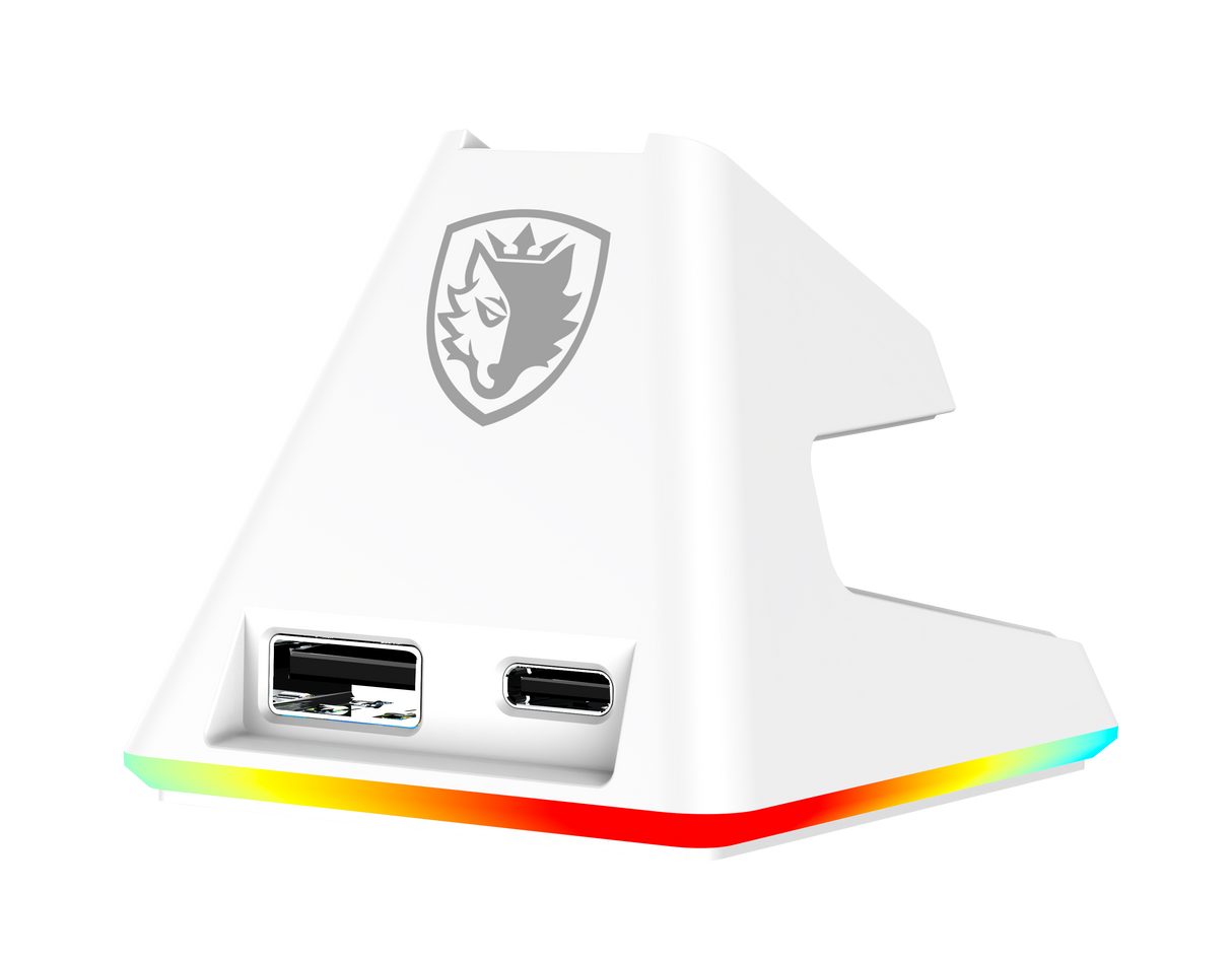 Sades Striker S2W 26,000 DPI Wireless Gaming Mouse with RGB Magnetic Charger and Oled Panel - White