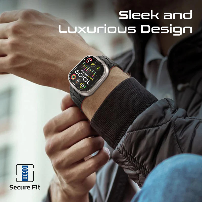 بروميت سوار ساعة فاخر من السيليكون المغناطيسي مع حلقة معدنية - أسود