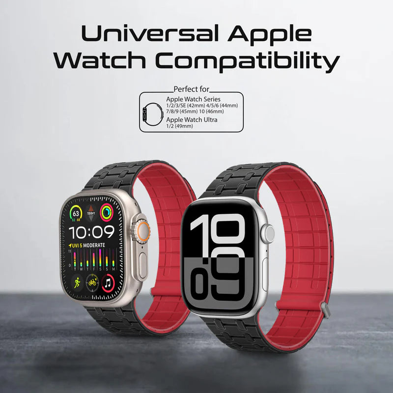 بروميت سوار ساعة فاخر من السيليكون المغناطيسي مع حلقة معدنية - أسود