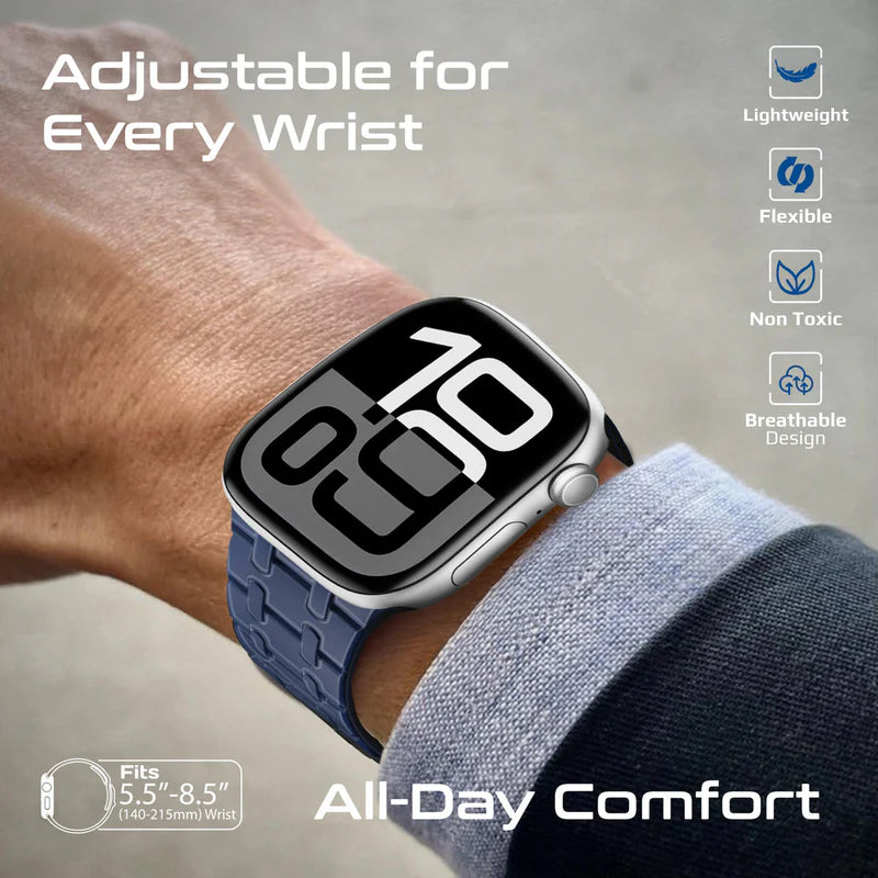 بروميت سوار ساعة فاخر من السيليكون المغناطيسي مع حلقة معدنية - أسود