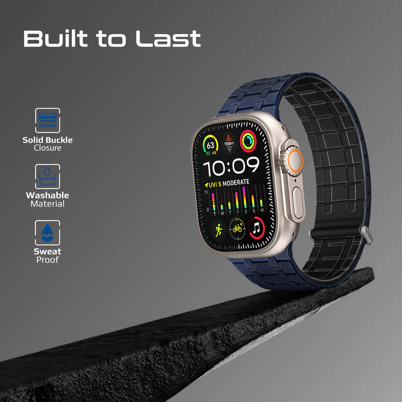 بروميت سوار ساعة فاخر من السيليكون المغناطيسي مع حلقة معدنية - أسود