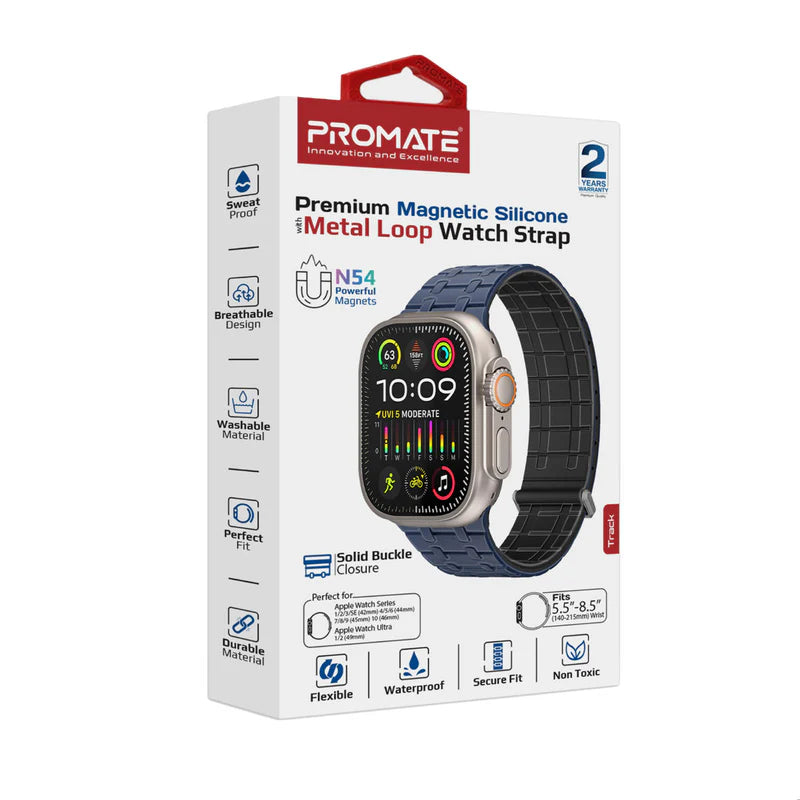 بروميت سوار ساعة فاخر من السيليكون المغناطيسي مع حلقة معدنية - أسود