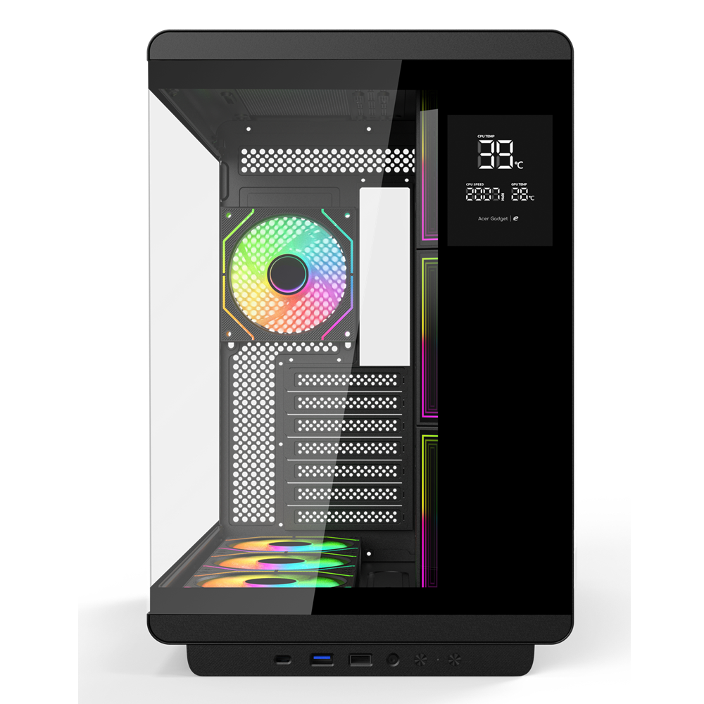 Acer U600B ATX Computer Case with 7 pre-installed 120mm ARGB fans - Black