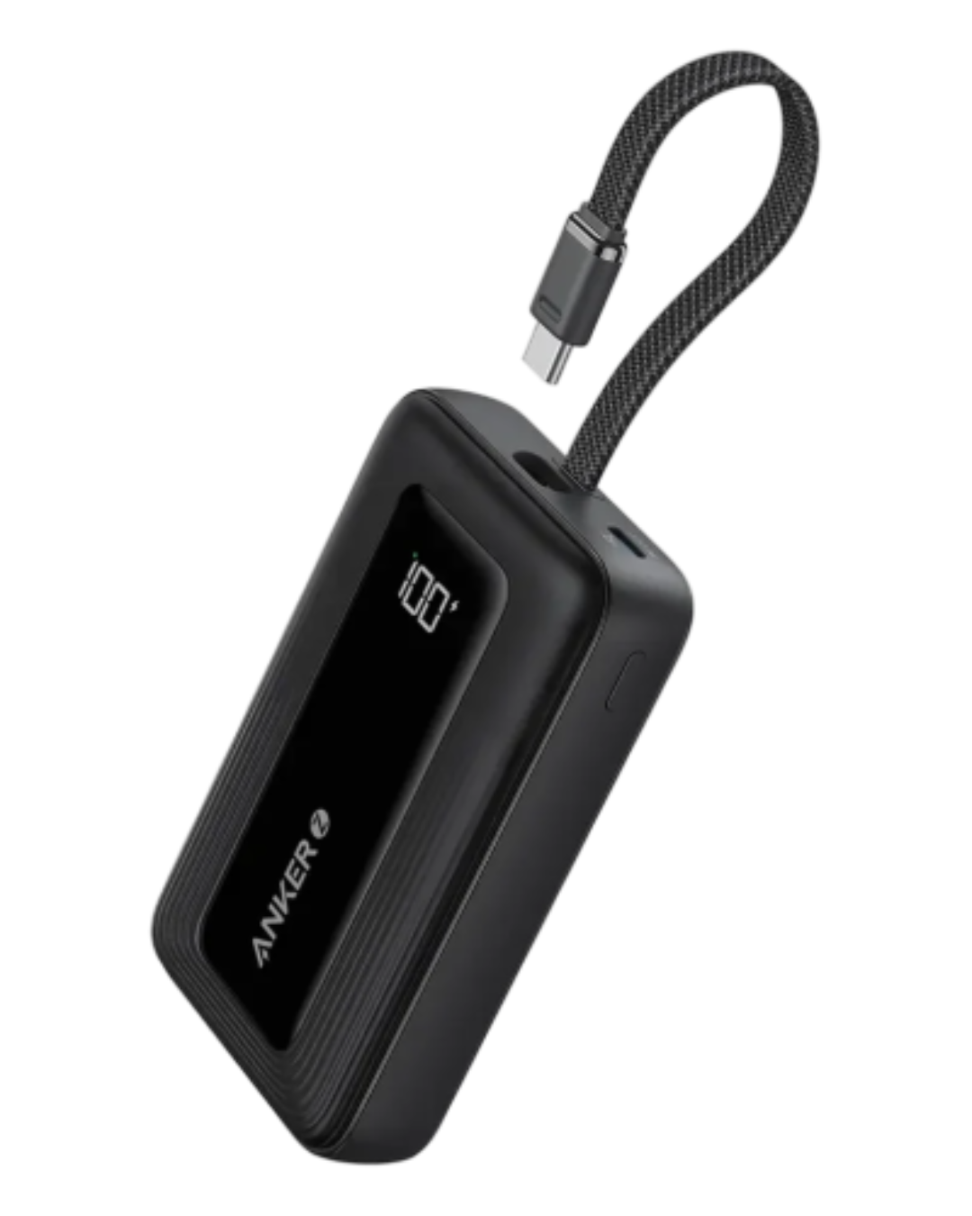 Anker Zolo Power Bank (10K, 30W, Built-In USB-C Cable) - Black