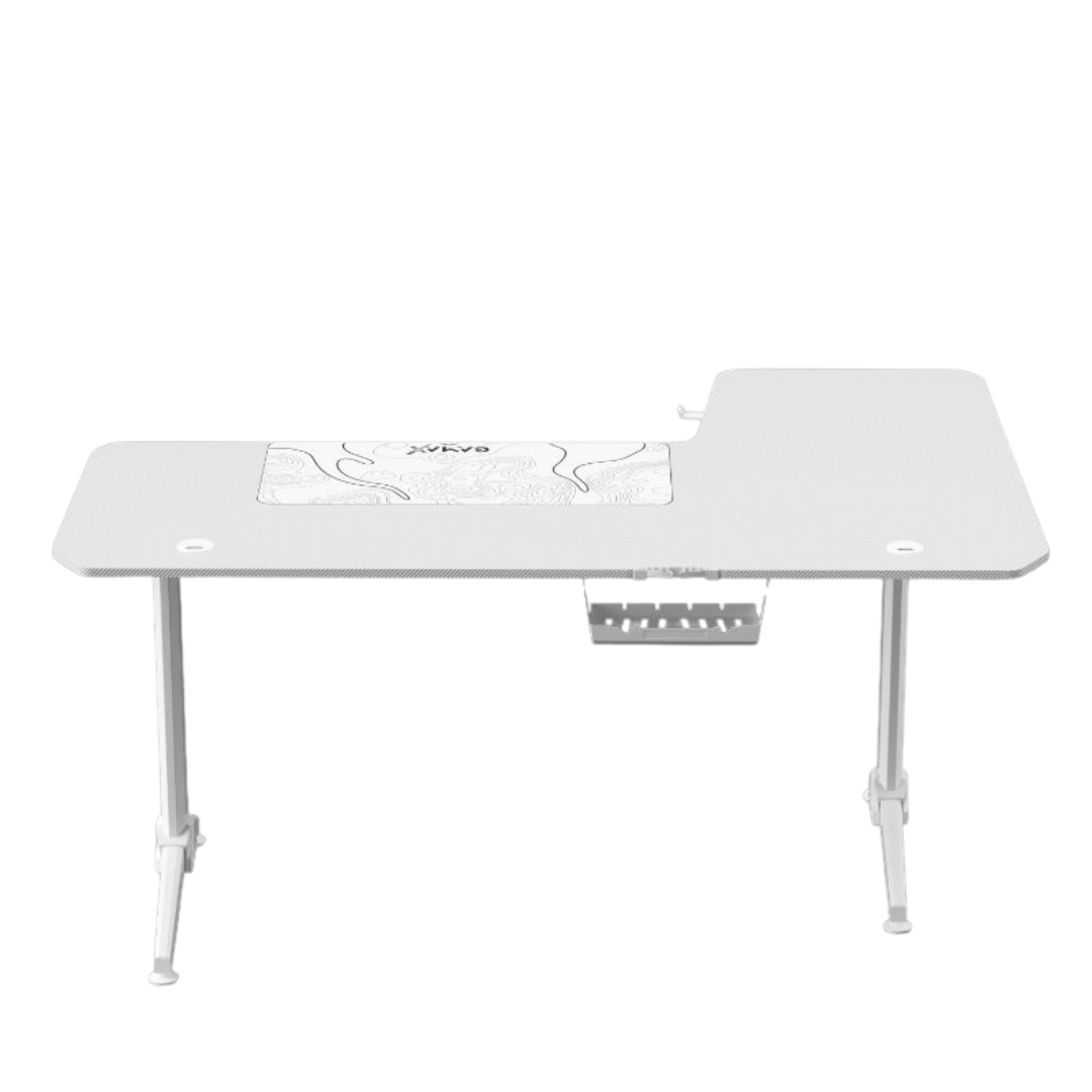 Gamax HY-L Gaming Table (L-Shaped) 160*100*75cm with Mousepad Left - White ( Installation not included )