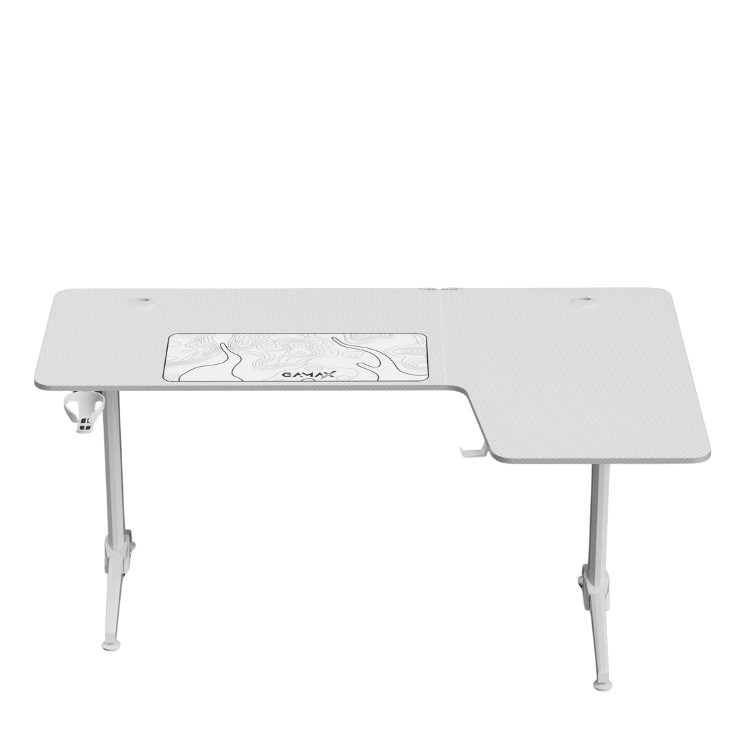 Gamax HY-R Gaming Table (L-Shaped) 160*100*75cm with Mousepad Right - White ( Installation not included )