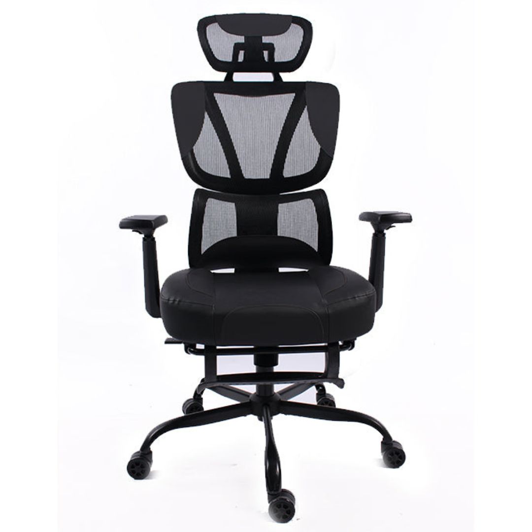 BLACK BULL Mesh Office and Gaming Chair With Footrest , Adjustable Headrest Up & Down with 3D armrest ( Installation not included )