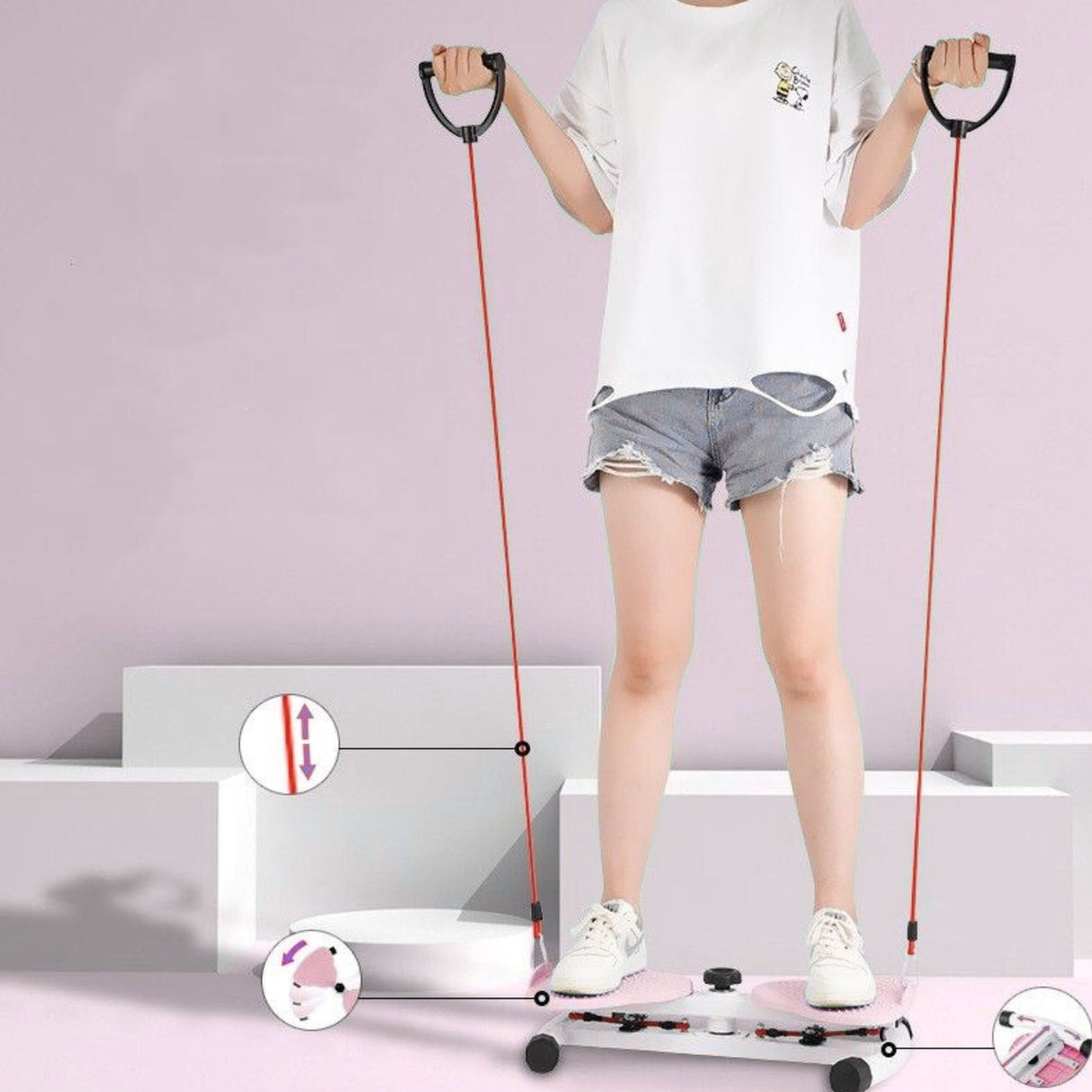 Black Bull Waist Twisting Machine with Resistance Bands UMSB114 – Pink