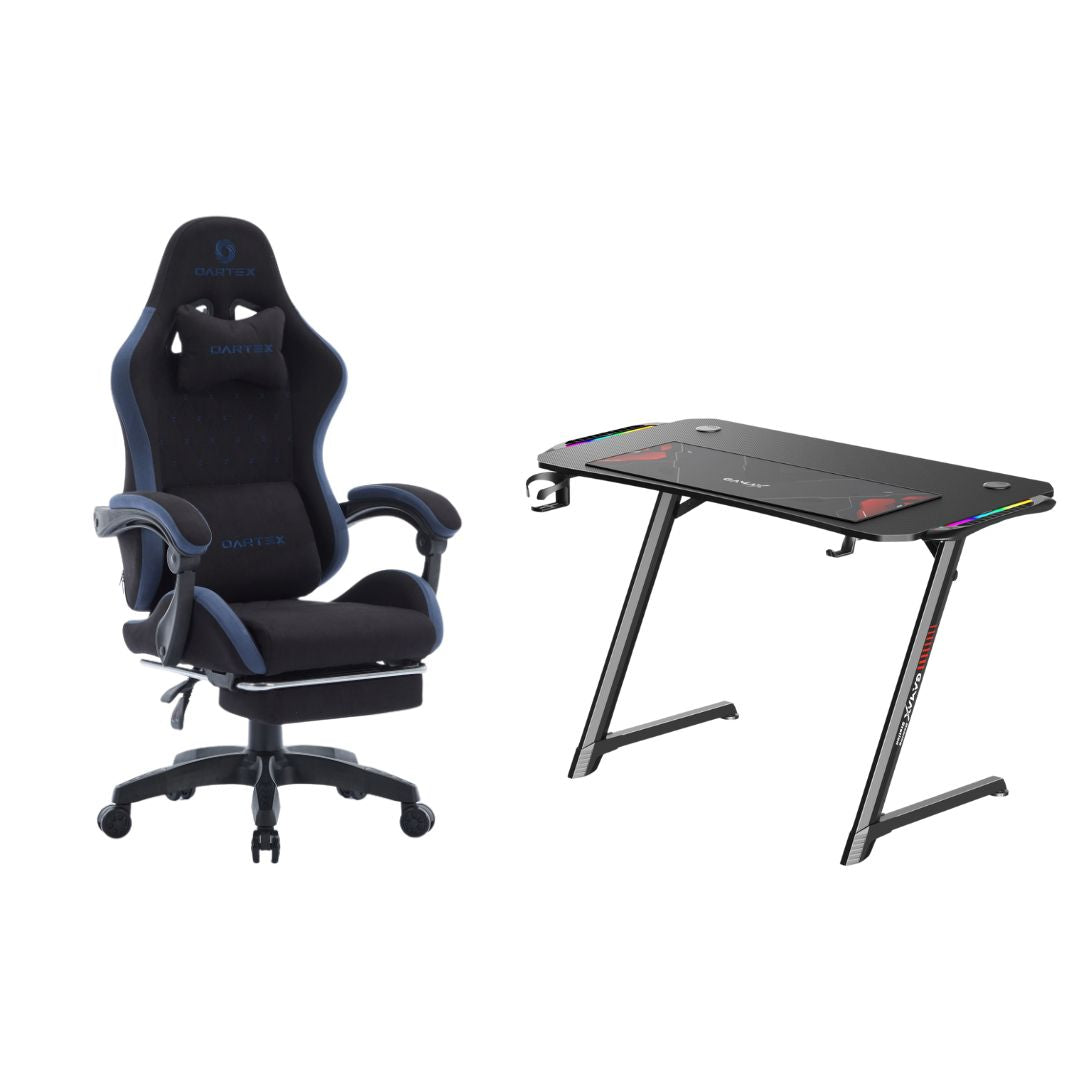 Gaming Furnuture Bundle Offer: Gamax Z5-1160 Carbon Fiber Gaming Table + Oartex Model LD035 Gaming Chair (Installation Not Included)