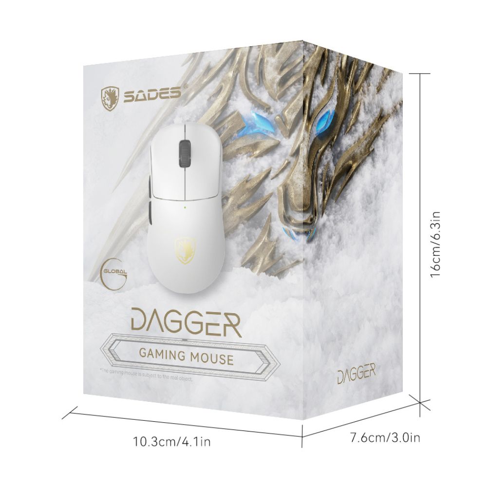 Sades Dagger S1W Gaming Mouse 30,000 DPI ultra light design 48G - White