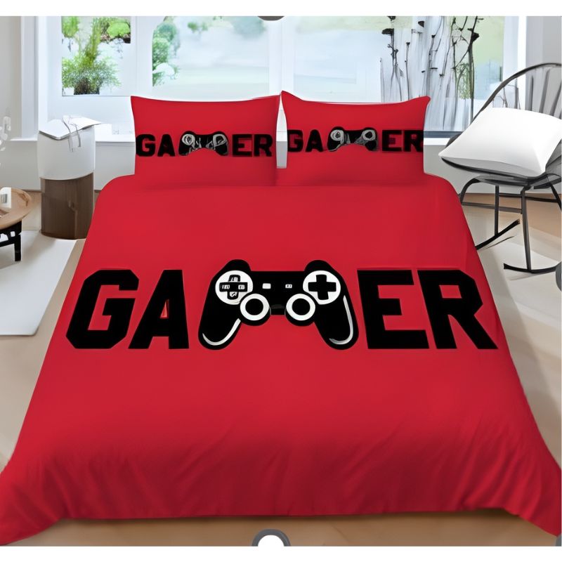 Red Cover " Gamer " Creative Fashionable Unique Design Bed & Pillow Sheet