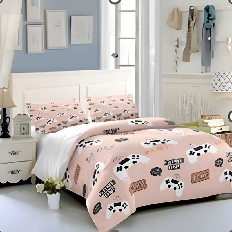 Pink PS1 joystic logos Creative Fashionable Unique Design Bed & Pillow Sheet