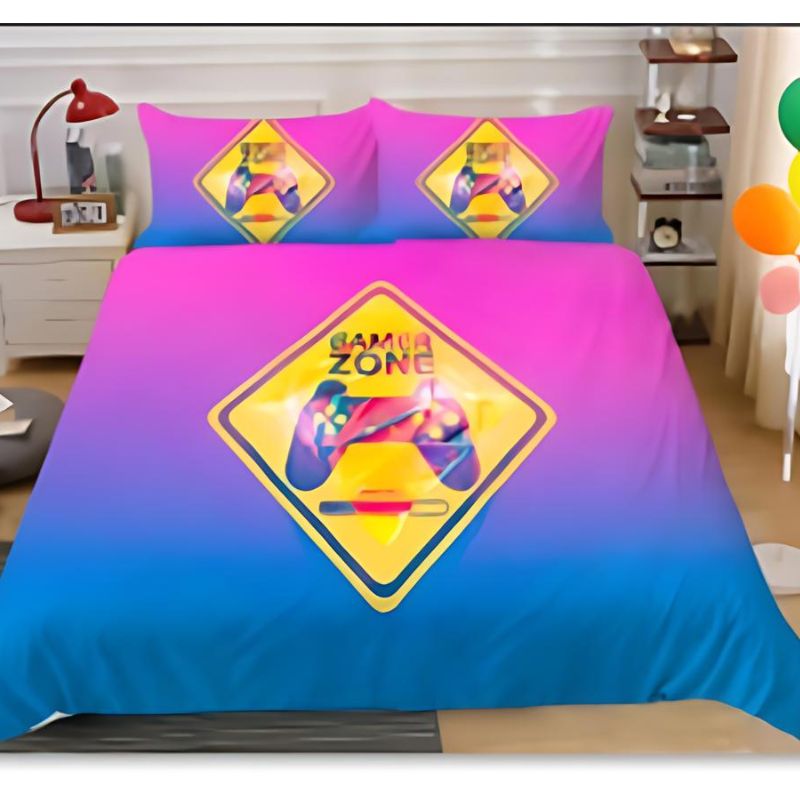 Perpule " Gamer Zone Logo " Creative Fashionable Unique Design Bed & Pillow Sheet