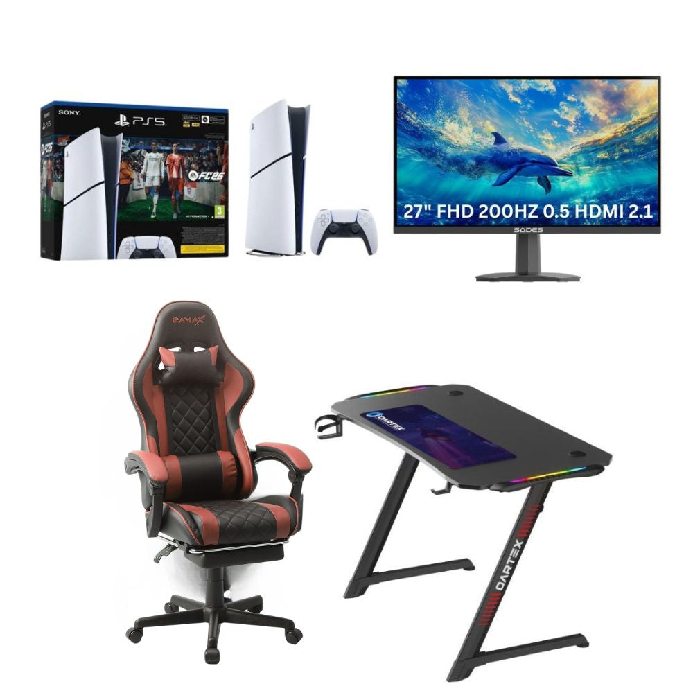 Gaming Bundle PS5 Slim Digital | EA FC 26 | 27″ 200Hz Monitor | Gaming Chair | RGB Gaming Desk